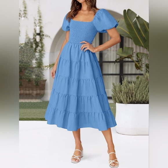 🎉LABOR DAY ONLY SALE🎉 Host Pick🎉 🌺 Beautiful Summer Ruffled Midi Dress 🌺 - Picture 3 of 11